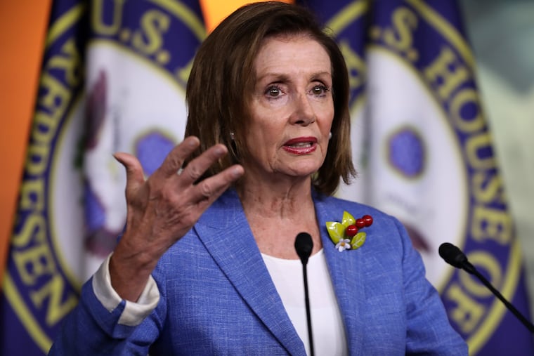 Speaker of the House Nancy Pelosi (D-CA) holds her weekly press conference at the U.S. Capitol Visitors Center July 26, 2019 in Washington, D.C. Pelosi has long made clear her concern that impeaching the president would only backfire politically because the Republican-led Senate wouldn't take the next step to remove him from office. (Chip Somodevilla/Getty Images/TNS)