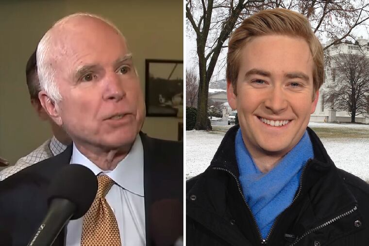 Sen. John McCain (R., Ariz.) bristled when Fox News reporter Peter Doocy asked about his relationship with President Trump.