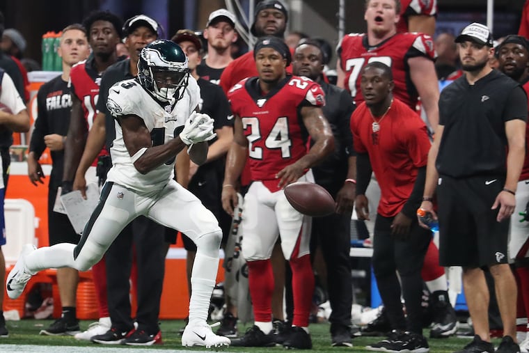 Eagles wide receiver Nelson Agholor sees a ball slip through his hands late in Sunday night's loss. If he had caught it, he likely would've scored the go-ahead touchdown.