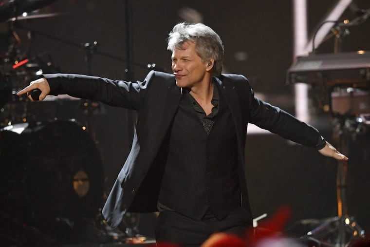 Inductee Jon Bon Jovi performs during the Rock and Roll Hall of Fame Induction ceremony, Saturday, April 14, 2018, in Cleveland.