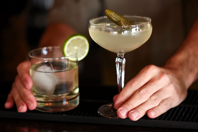 A margarita and a Persephone’s Garden cocktail at Lillian’s.