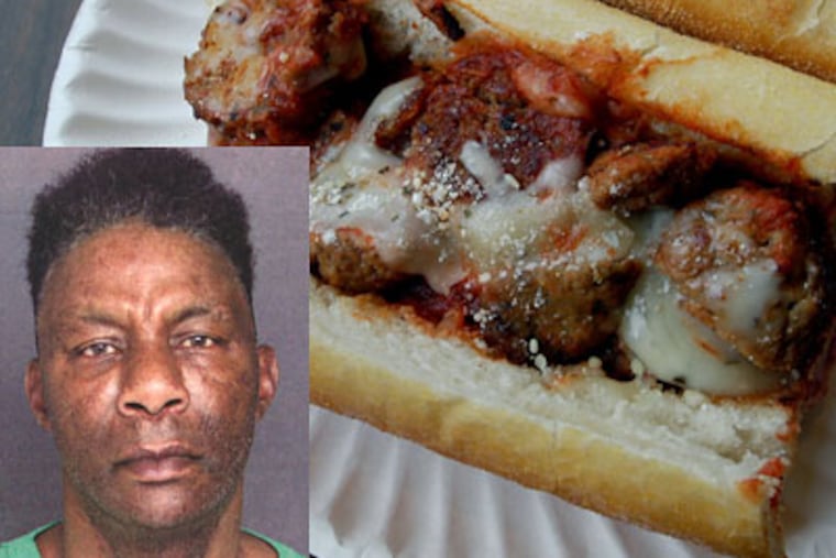 Lyndel Toppin (inset) is accused of almost slicing his girlfriend's finger off with a knife over a meatball sandwich.