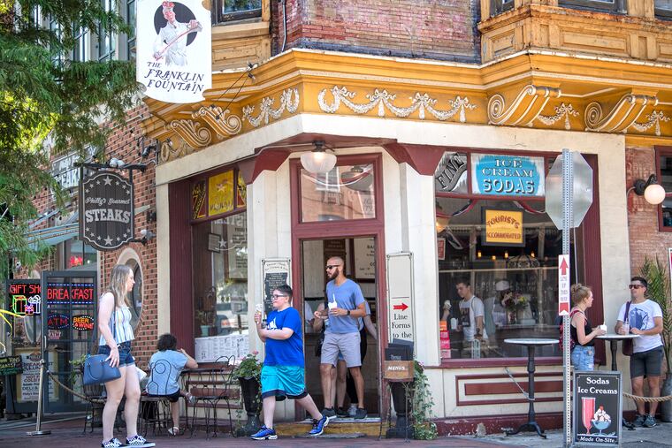 Franklin Fountain -- and its cool desserts -- was a popular draw among those sweating in Philadelphia Sunday.