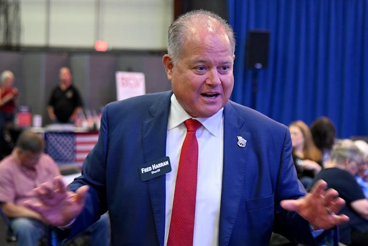 Bucks County Sheriff Fred Harran attends a Republican candidate’s rally at the Newtown Sports & Events Center Sept. 25, 2025