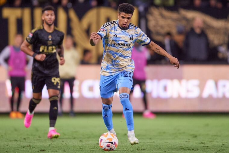 Nathan Harriel dribbles during the Union's Concacaf Champions League semifinal at Los Angeles FC on Tuesday.