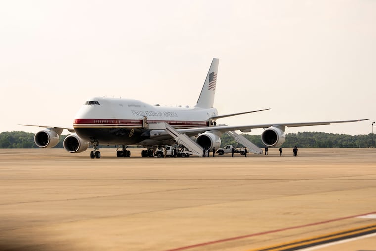 The new Air Force One awaits President Donald Trump at Joint Base Andrews, Md., July 1, 2026. The new Air Force One, which President Donald Trump flew on earlier this week to Turkey, lacks the same defensive countermeasures that were security features of the old model, including its advanced antimissile capabilities, according to multiple officials who have been briefed on how the jet was retrofitted.