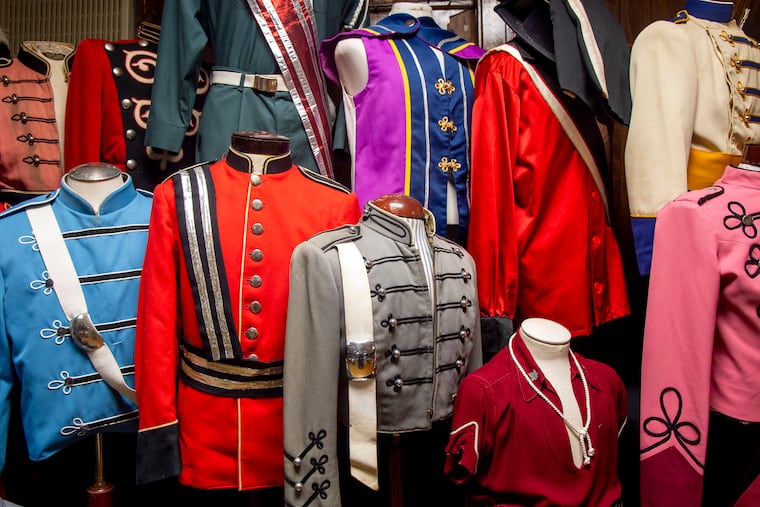 Some of the hundreds of uniforms collected by Bill Ives are on display at the Archer-Epler VFW Post 979 in Upper Darby Mar. 15, 2021. The post houses his collection of over 24,000 marching band and drum and bugle corps memorabilia. He bought the mannequin torsos from a MacyÕs that went out of business.He was inducted into the World Drum Corps Hall of Fame in 2018.
