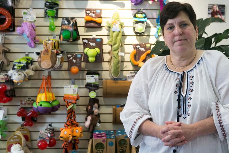 Andrea Deutsch stands in her Narberth pet store on Forrest Avenue.