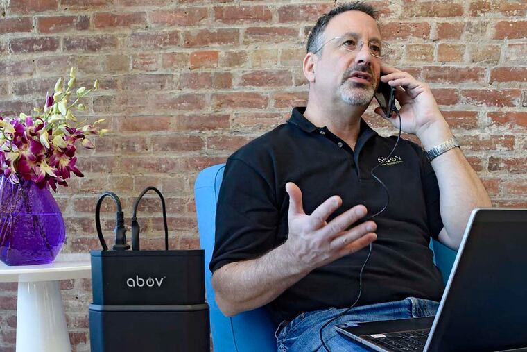 Dean Rosenblum, inventor of the Voltower, is all plugged in to whathe is promoting as the first height-adjustable power-strip tower.