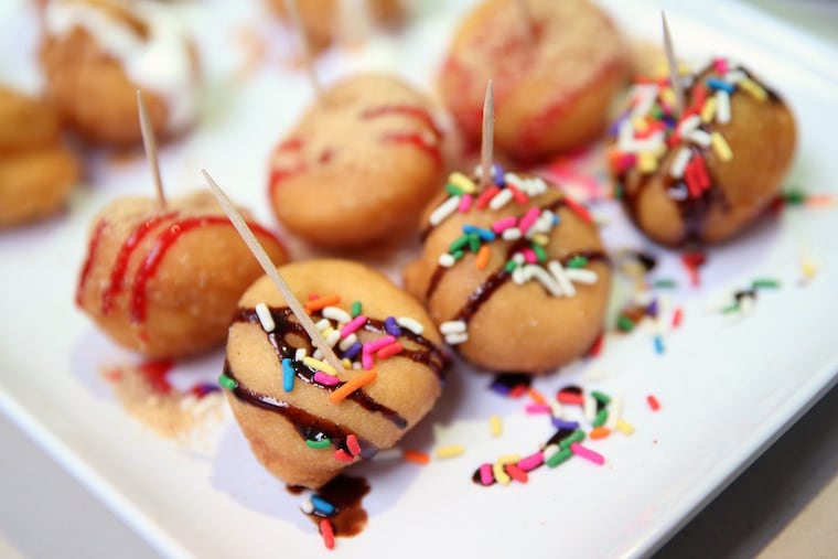 Sample mini donuts are pictured at the new Dapper Doughnut kiosk inside the Plymouth Meeting Mall.