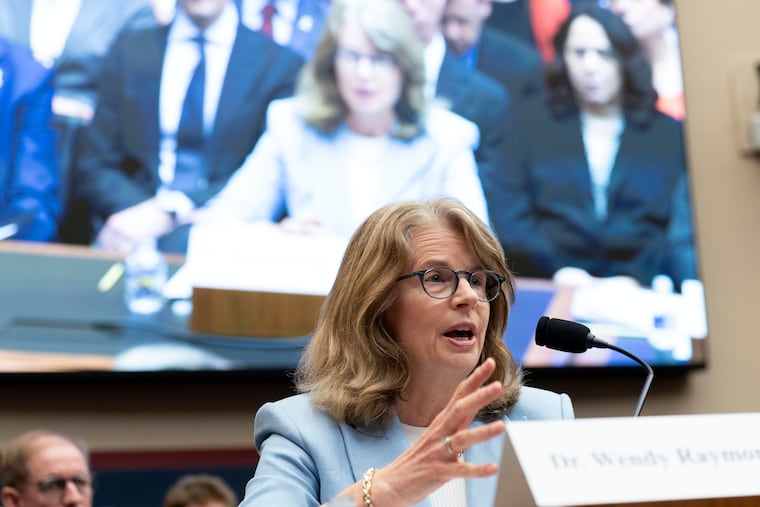 Wendy Raymond, president of Haverford College, testifies before the House Committee on Education and Workforce hearing on antisemitism on American campuses on May 7, 2025.