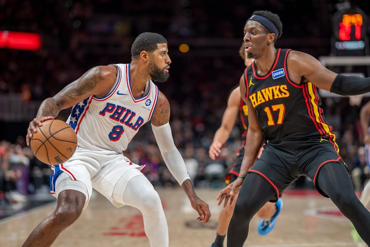 Paul George (left) buoyed the Sixers' offense with a season-high 35 points.
