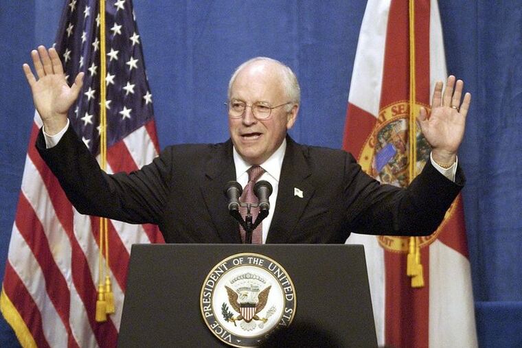 Vice President Dick Cheney acknowledges the crowd during an October 2003 speech in Estero, Florida.