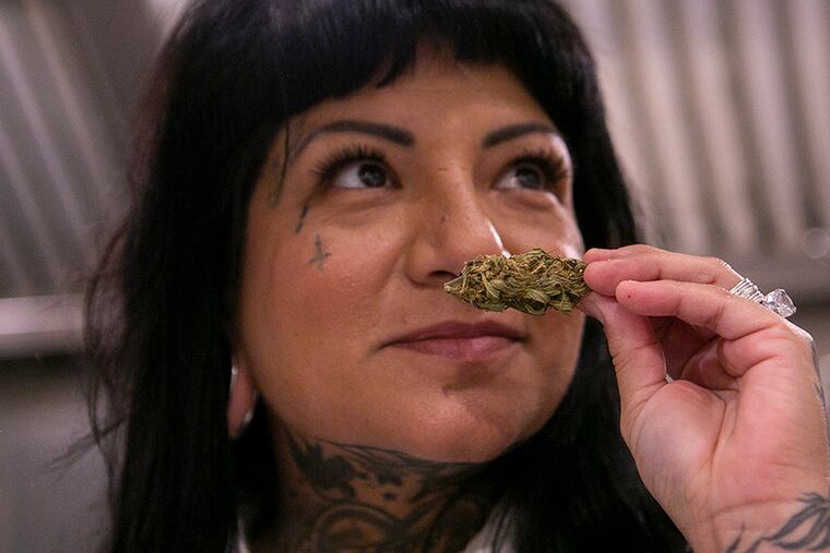 Jennifer Zavala poses for a picture at a kitchen in Philadelphia, PA on Monday, Oct. 25, 2019. Zavala is one of three chefs in Philadelphia working with cannabis.