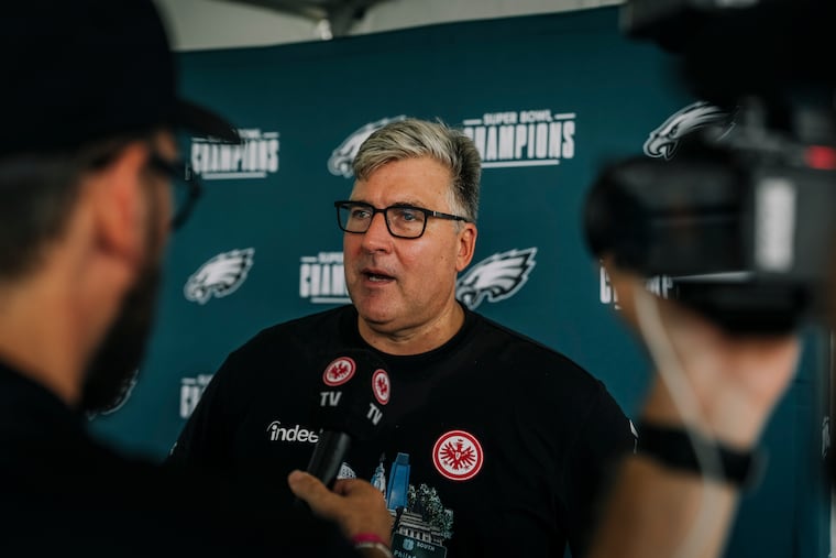 Eintracht Frankfurt CEO Axel Hellman and some of the team visited Eagles training camp on Thursday.