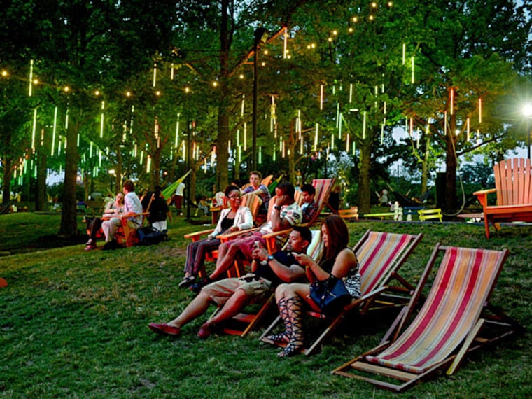 Spruce Street Harbor Park is a seasonal riverfront pop-up, with lounge seating, floating gardens, and all the food you can eat. (Tom Gralish / Staff Photographer)