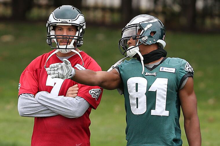 Receiver Jordan Matthews (right) was a big supporter of bringing Sam Bradford back as Eagles QB.