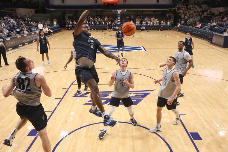 Villanova's Nnanna Njoku was impressive in Thursday's Blue-White scrimmage, hammering home several dunks.