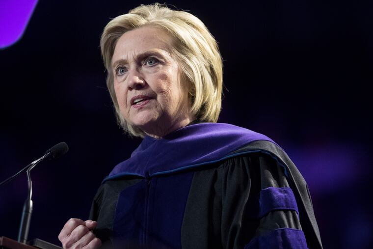 Former Secretary of State Hillary Clinton delivers Hunter College's commencement address, Wednesday, May 29, 2019, in New York.