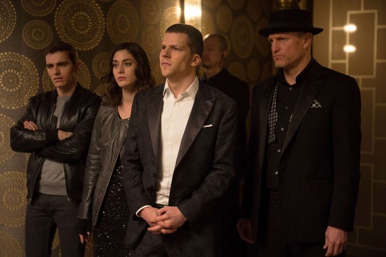 "Now You See Me 2": (from left) Dave Franco, Lizzy Caplan, Jesse Eisenberg, and Woody Harrelson.