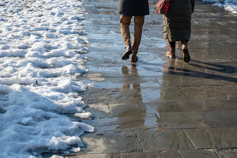 The ice and snow from the Jan. 25 storm was melting on Saturday. Another round of snow is possible this weekend.