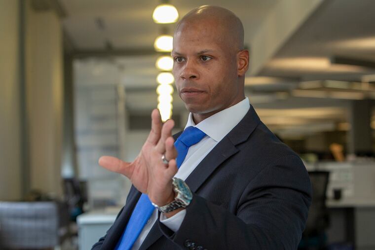 Pennsylvania State Police Sgt. William C. Slaton speaks in the wake of alleged racial profiling of an African American couple in July by a white state trooper in Chadds Ford, during an interview at The Philadelphia Inquirer on Monday.