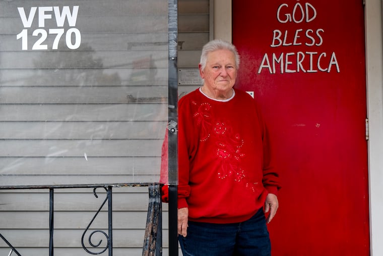 JoAnn Reese, president of the VFW auxiliary at the Gross-Hollinshed VFW Post 1270 in Pennsauken at the now-closed building that's for sale.
