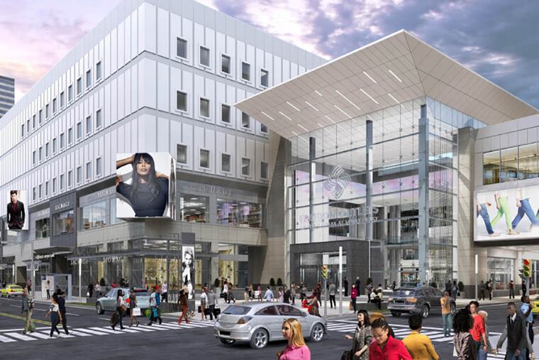 Rendering of 9th and Market streets outside the Gallery in Philadelphia. (Courtesy of PREIT)