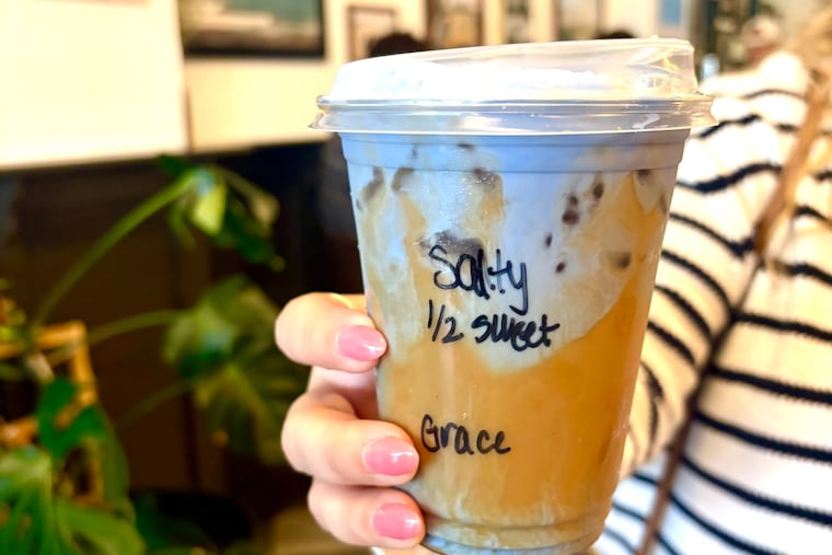The Salty Dog iced coffee at Guapo's Coffee House in Beach Haven blends salted caramel-sweetend espresso with whipped cream turned blue with spirulina. It's become a viral hit.