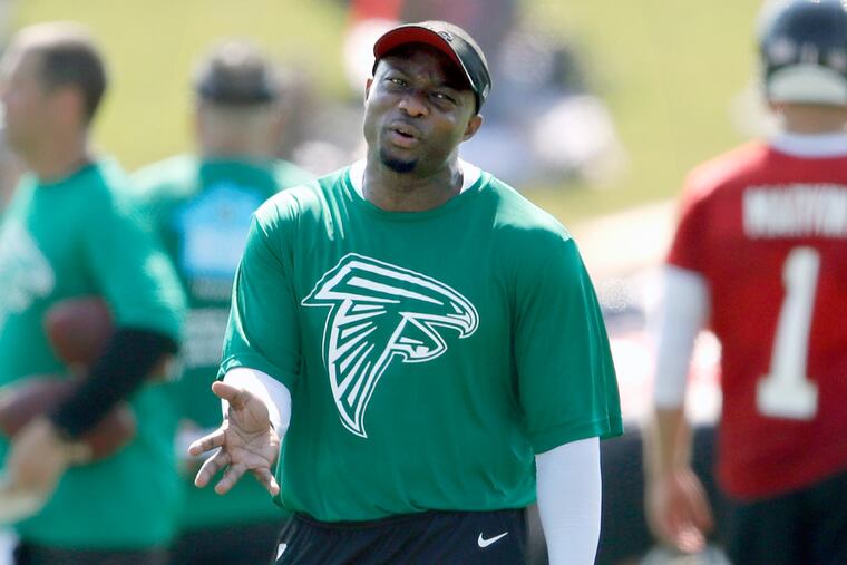 Then-Falcons defensive coordinator Marquand Manuel at Atlanta's training camp in 2018.