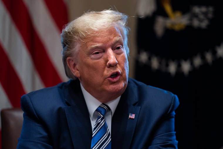 President Donald Trump speaks during a meeting with banking industry executives about the coronavirus, at the White House, Wednesday, March 11, 2020, in Washington.
