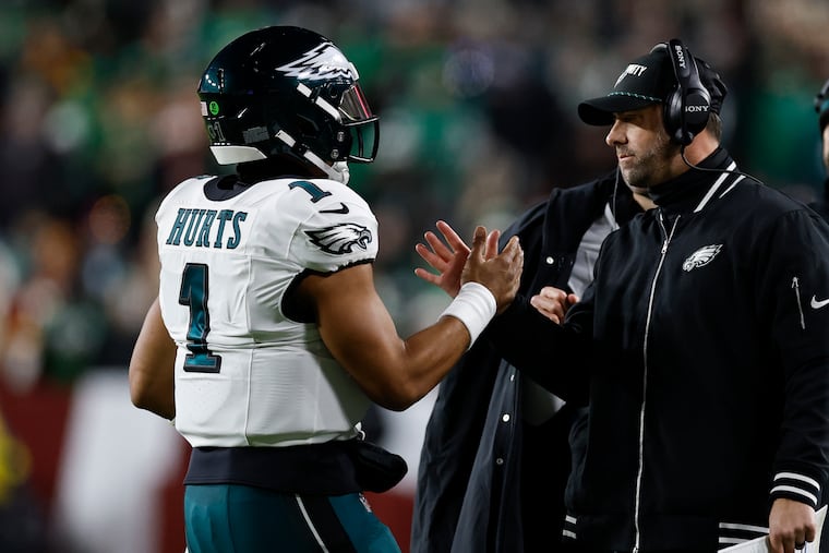 Eagles quarterback Jalen Hurts and offensive coordinator Kevin Patullo are charged with avoiding turnovers at all costs.