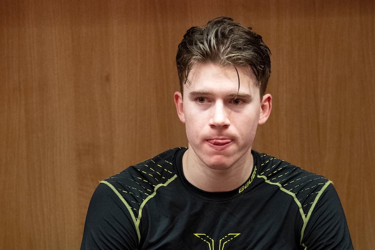 Carter Hart joined the Flyers on Monday and will make his NHL debut Tuesday.