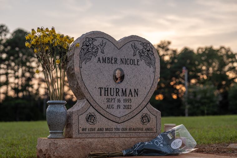 The gravesite of Amber Thurman at Rose Garden Cemetary in McDonough, Georgia, on Aug. 13th, 2024.