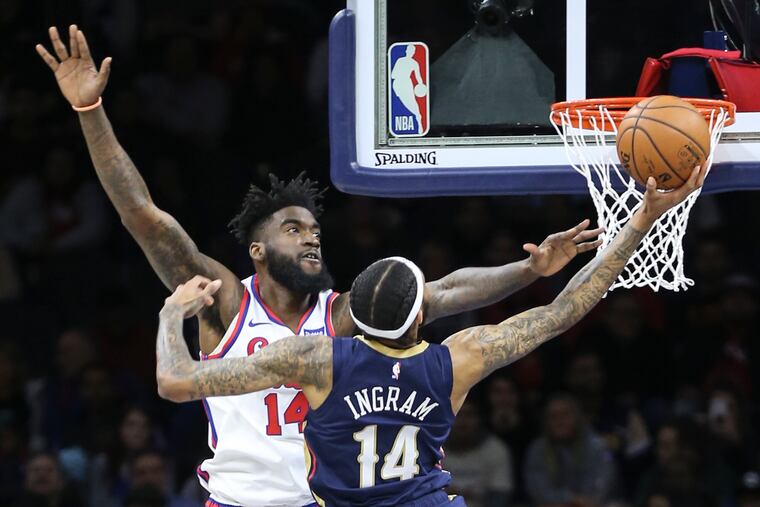 Norvel Pelle had three blocks in the Sixers' win over New Orleans Friday night.