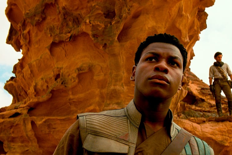 John Boyega as Finn in a scene from "Star Wars: The Rise of Skywalker." The movie is one of many that has been filmed in the Wadi Rum area of Jordan.