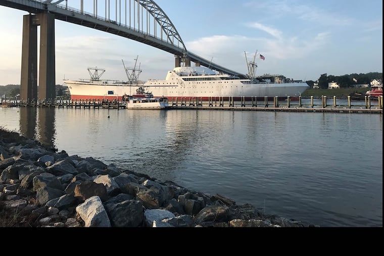 The NS Savannah was towed through the Chesapeake and Delaware Canal en route to dry docking in Philadelphia.