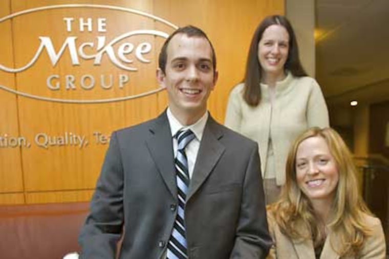 The next generation of McKees, Frank J. Jr. and sisters Jenni McKee (right) and Kate Black is the new face of the McKee Group, a 60-year-old Delaware County-based development company. (John Costello / Staff Photographer)