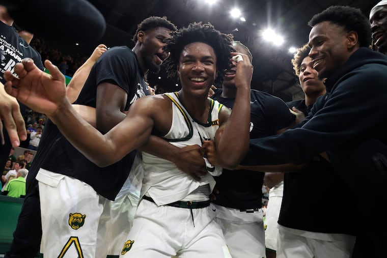 Then with Baylor, guard Robert Wright III was mobbed by teammates after the Bears beat Kansas on Feb. 1. He scored 14 points in his BYU debut on Monday against Villanova.