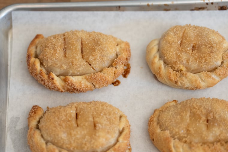 Apple pies out of the oven at Little Susie’s in Port Richmond.