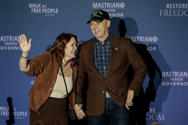 Republican Doug Mastriano, a candidate for Pennsylvania governor, and his wife, Rebbie, at his election night party in Camp Hill in November 2022.