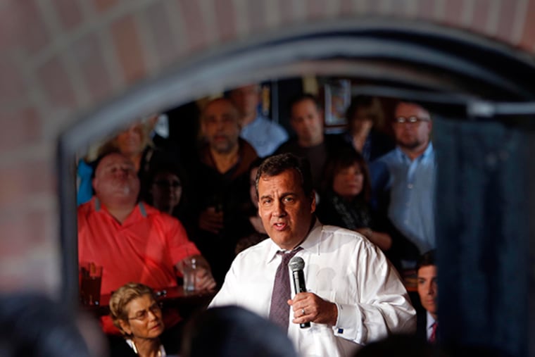 New Jersey Gov. Chris Christie speaks at a town meeting at Fury's Publick House in Dover, N.H., on Friday, May 8, 2015. (AP Photo / Jim Cole)