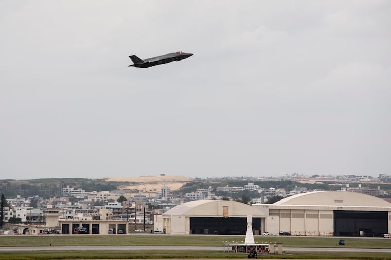 In this Nov. 16, 2017 photo made available by the U.S. Air Force, a fighter plane takes-off from Kadena Air Base, Japan. The Defense Department has been figuring out how to provide help and justice when the children of service members sexually assault each other on military bases since Congress required reforms in 2018. Those reforms are starting to rollout, but as one current case at Kadena shows, that rollout has been uneven. (Airman 1st Class Greg Erwin/U.S. Air Force via AP)