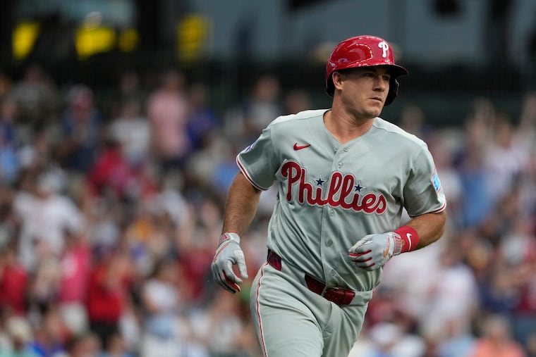 J.T. Realmuto overcame a 2-for-33 slump with three hits on Saturday, including a three-run homer.