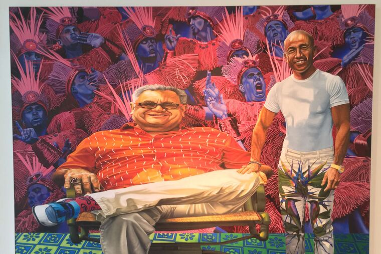 Ira Upin's painting "Nola Boys" (2014), oil on panel, at the James Oliver Gallery.