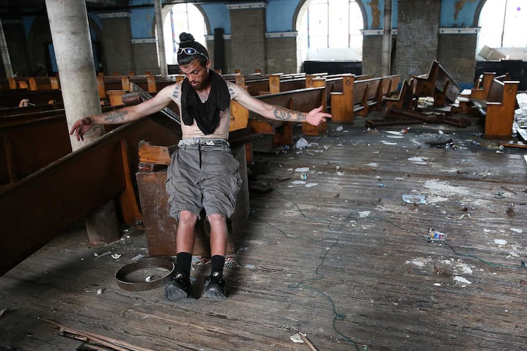 Josh Green, who is addicted to heroin, lives inside the former Ascension of Our Lord Church in Philadelphia.