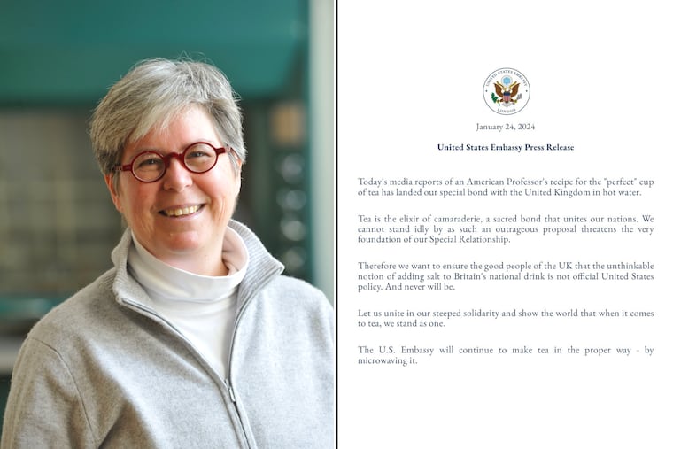Bryn Mawr College chemist Michelle Francl's book, “Steeped: The Chemistry of Tea,” came out Jan. 24. Now, her advice to add a pinch of salt has the U.K. up in arms — including the U.S. Embassy in London.