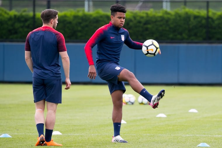 Weston McKennie (center) will play for the U.S. mens national team during next week’s friendly vs. Bolivia at Talen Energy Stadium.