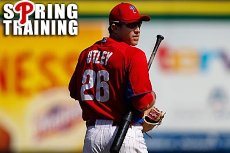 One week into Grapefruit League play, Chase Utley has yet to participate in a game. (David Maialetti/Staff Photographer)