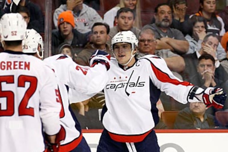 Alex Ovechkin scored twice for the Capitals on Thursday night against the Flyers. (Yong Kim/Staff Photographer)